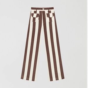 Striped Brown and Cream Ankle Pants